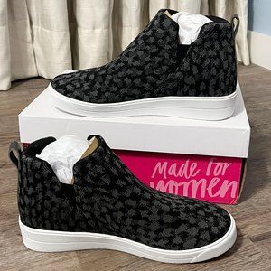 Ryka women's Vera black leopard wedge mid-top sneaker, 8.5M